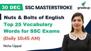 Top 25 Vocab Words for SSC Exams 2019-20 | Nuts & Bolts of English