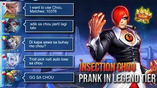 “iNSECTiON CHOU PRANK!!” 10K MATCHES NO WINRATE | DESTROYED LEGEND PLAYER IN RANK GAME! | MLBB