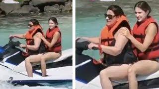 Sara Ali Khan Enjoying With Her Mother Amrita Singh In A Water Scooter Ride In Maldives