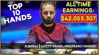 Top 10 Daniel Negreanu LUCKIEST Poker Hands!