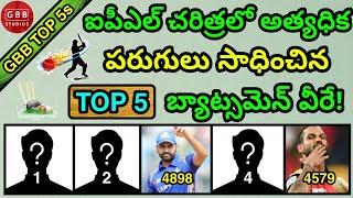 Most Runs in IPL History | Top 5 Batsman Who Scored Most Runs in IPL in Telugu