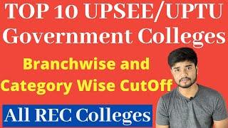 Top 10 UPSEE Government Colleges Branch and Category Cutoff