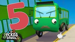 5 Green Buses Song |  Learn to Count | Nursery Rhymes & Kids Songs | Gecko's Garage | Baby Buses