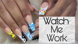 Watch Me Work: Acrylic Fill + Fun Nail Art Tutorial | Gel Paint Nail Art