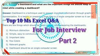 Top 10 Ms Excel Q&A for Job Interviews. Part 2