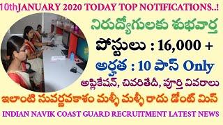 Today 10th January Top Notifications..! || Central And State Government Job Updates In Telugu - 2020