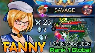 SAVAGE!! Noobqueen Fanny 23 Kills Shutdown all The Enemy - Top 1 Global Fanny I AM NOOBQUEEN - MLBB