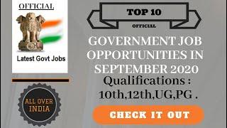 Top 10 Government Job Opportunities in September 2020