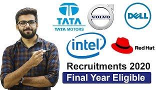 Recruitments 2020 | Volvo, Tata Motors, Dell, Intel, Redhat | Final year Jobs 2020 | Latest Job 2020