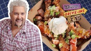 Smoked Chicken Wing NACHOS! (on #DDD with Guy Fieri) | Food Network