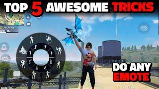 TOP 5 AWESOME TRICKS | DO ANY EMOTE IN FREE FIRE | STREET FIGHTER X FREE FIRE