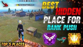 TOP 5 NEW HIDDEN PLACE IN FREE FIRE IN BERMUDA 2021 | RANK PUSH TIPS AND TRICKS IN FREE FIRE 2021