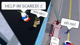 Poor Innocent Little Kid Got Stuck On Top Of A BUILDING! So I Went And Rescued HIM! (Roblox)