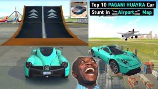 Top 10 Pagani Huayra Car Stunts & Jump in New Airport Map of Extreme Car Driving Simulator 2021