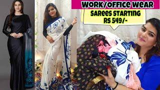 Crepe/Net Sarees for Office wear/ Work Wear | Saree haul | Online Saree haul | Online Shopping |
