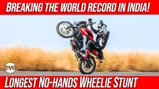 Longest No Hands Wheelie Stunt on the Bajaj Pulsar NS 160 | Breaking the World Record | evo India