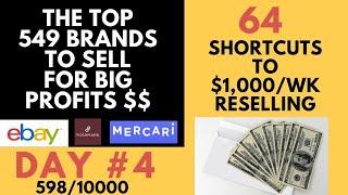 Day 4: My Best 64 Tips For Slow Sales & The Top 549 Brands To Sell on eBay & Poshmark.