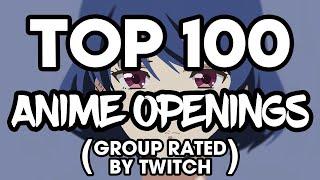 TOP 100 ANIME OPENINGS RATED BY TWITCH VIEWERS (GROUP RATING)