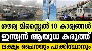 ശൗര്യ മിസൈല്‍! ശത്രുക്കളുടെ അന്തകന്‍ ലക്ഷ്യം ചൈന|10 കാര്യങ്ങള്‍| Top 10 Facts About Shaurya Missile