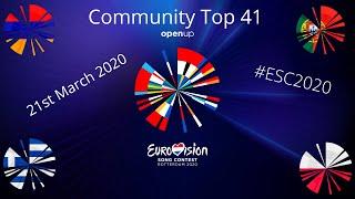 Eurovision 2020: Community Top 21/03/2020