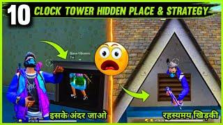 Top 10 Clock Tower Strategy In Free Fire | Clock Tower Hidden Place | Rank Push Trick In Free Fire