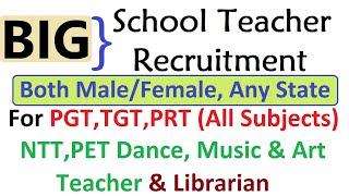 BIG School Teacher Recruitment 2021 I PGT,TGT,PRT All Subjects I NTT,PET Dance, Music & Art Teacher
