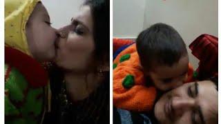 baby kisses her mother and bites his father|cute bonding between mother and baby|bites father wisely