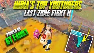 INDIA'S TOP YOUTUBERS LAST ZONE FIGHT || REAL POWER OFF GT FAMILY || TAMIL FREE FIRE TRICKS