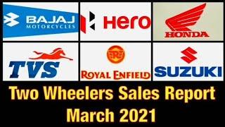 Two Wheelers Sales Report March 2021 | Bike Sales March 2021 | Top 10 Selling 2-Wheeler Brands - Mar