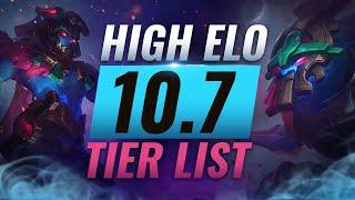 HIGH ELO Best Champions TIER List - League of Legends Patch 10.7