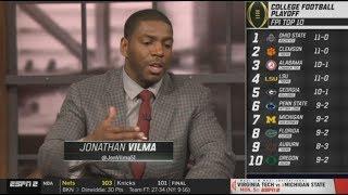 Jonathan Vilma overreact: Top 10 CFP rankings maybe 1.Ohio State 2.Clemson 3.Alabama 4.LSU 5.Georgia