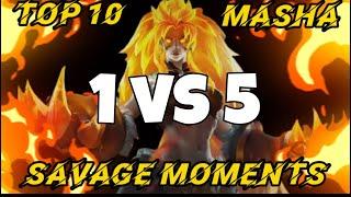 Masha Top 10 Savage Moments I 1 vs 5 No Problem I Mobile Legends