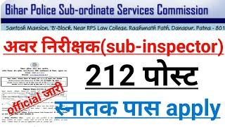 bpssc sub-inspector recruitment||bihar police daroga vacancy||bpssc daroga