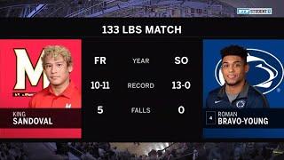 133 LBS: King Sandoval (Maryland) vs. #4 Roman Bravo-Young (Penn State) | 2020 B1G Wrestling