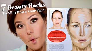 7 Beauty Hacks To Make Your Face Look Slimmer! | Dominique Sachse