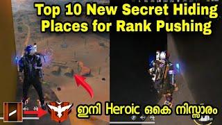 Top 10 New Secret Hiding Places for Rank Pushing in Free Fire | Free Fire Hidding Places Malayalam