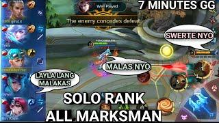 THE BEST ALL MARKSMAN PARTY IN RANK | 7 MINUTES SURRENDER | MOBILE LEGENDS TROLLING