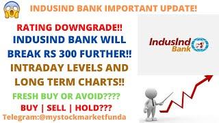 INDUSIND BANK SHARE LATEST NEWS| INDUSIND BANK RATING DOWNGRADE!|INTRADAY LEVEL AND LONG TERM CHARTS