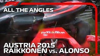 Alonso Crashes On Top of Raikkonen: All The Angles | 2015 Austrian Grand Prix