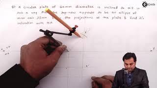 Problem 1 Based on Circular Plate - Projection of Planes  - Engineering Drawings