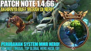 BUFF MERAH DI NERF, MASHA BUFF, VALIR NERF, PERUBAHAN PEROLEHAN MMR HERO - PATCH NOTE 1.4.66 MLBB