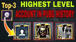 TOP-3  HIGHEST LEVEL ACCOUNT OF PUBG IN THE WORLD,MAXOUT 100 TITLE #toppubgplayer