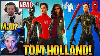 Streamers React to *NEW* "TOM HOLLAND & MJ" in Fortnite (No Way Home Skins)