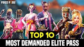 TOP 10 RARE & MOST DEMANDED ELITE PASS IN FREE FIRE || TOP 10 ELITE PASS - GARENA FREE FIRE