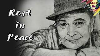 Rishi Kapoor portrait Drawing  | Rest in Peace Chintu Sir | 4 September 1952 - 30 April 2020