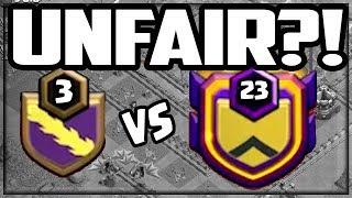 UNFAIR? Level 3 vs. Level 23 Clan in Clash of Clans Clan War!