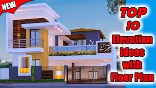 TOP 10 Elevation Designs For 2 Floor House with Floor Plan | House Elevation with Vastu Plan