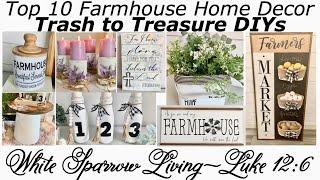 TOP 10 DIY FARMHOUSE HOME DECOR TRASH TO TREASURES / UPCYCLES USING DOLLAR TREE + ITEMS