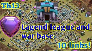 Top10 Th13 lagend league and cwl war base layout With copy links 2019!