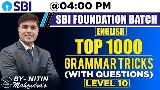 Top 1000 | Grammar Tricks | Level 10 | English | By Nitin Mahendras | SBI Foundation Class